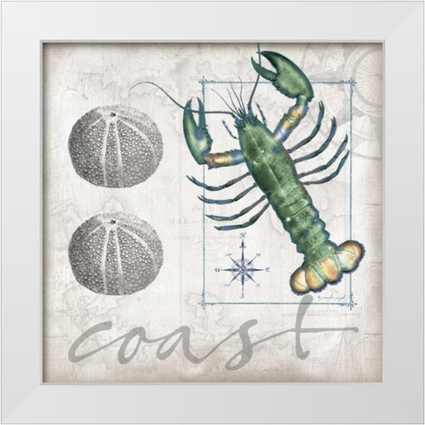 Coastal Lobster White Modern Wood Framed Art Print by Pugh, Jennifer