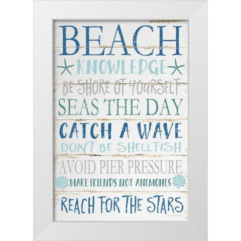 Beach Knowledge White Modern Wood Framed Art Print by Pugh, Jennifer