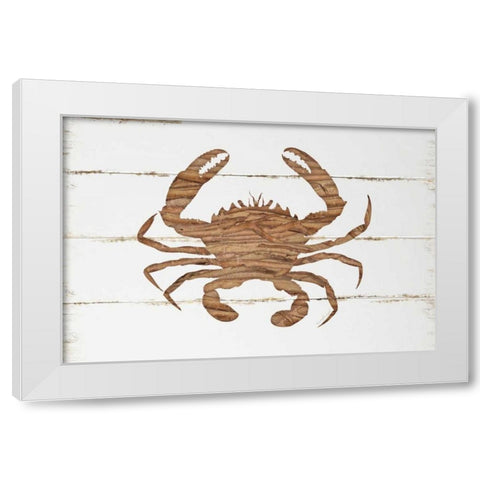 Driftwood Crab White Modern Wood Framed Art Print by Pugh, Jennifer