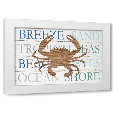 Driftwood Crab White Modern Wood Framed Art Print by Pugh, Jennifer