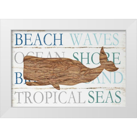 Driftwood Whale White Modern Wood Framed Art Print by Pugh, Jennifer