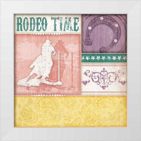 Cowgirl Rodeo White Modern Wood Framed Art Print by Pugh, Jennifer