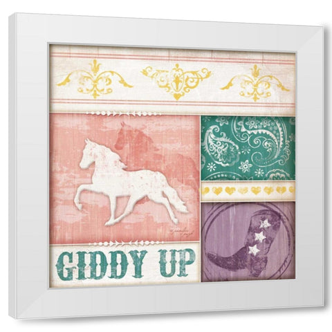 Cowgirl Giddy Up White Modern Wood Framed Art Print by Pugh, Jennifer