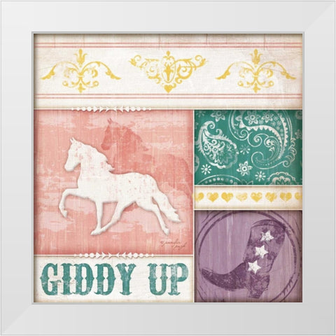 Cowgirl Giddy Up White Modern Wood Framed Art Print by Pugh, Jennifer