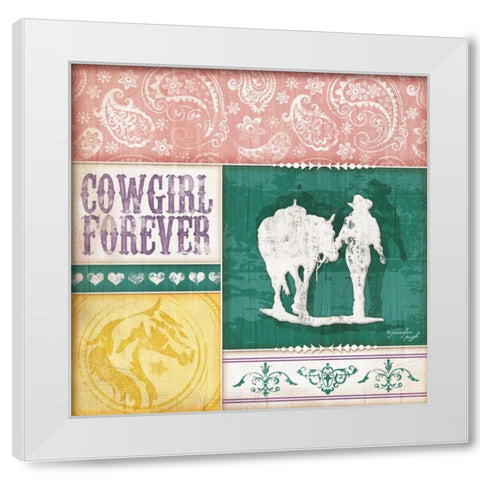 Cowgirl Forever White Modern Wood Framed Art Print by Pugh, Jennifer