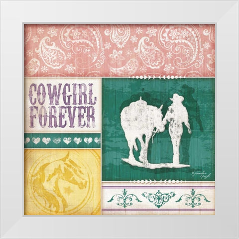 Cowgirl Forever White Modern Wood Framed Art Print by Pugh, Jennifer