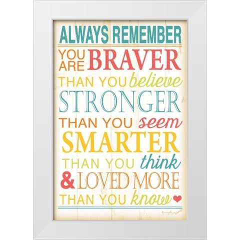 Always Remember White Modern Wood Framed Art Print by Pugh, Jennifer