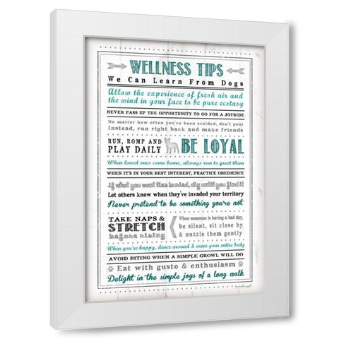 Wellness Tips White Modern Wood Framed Art Print by Pugh, Jennifer