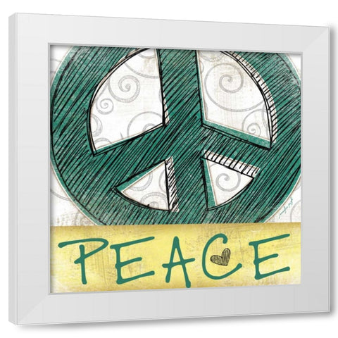 Peace and Love White Modern Wood Framed Art Print by Pugh, Jennifer