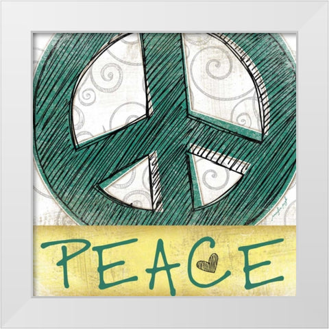 Peace and Love White Modern Wood Framed Art Print by Pugh, Jennifer