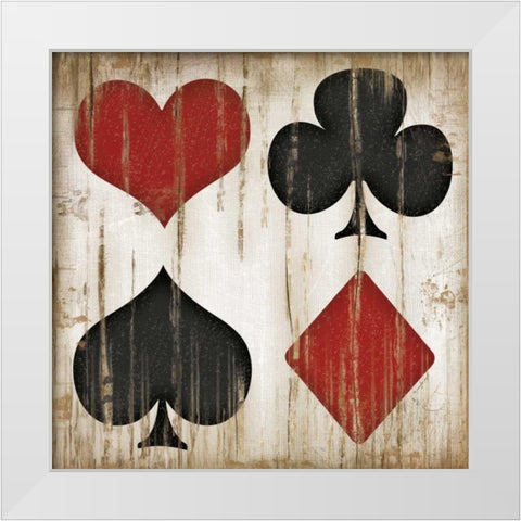 Playing Card Suits White Modern Wood Framed Art Print by Pugh, Jennifer