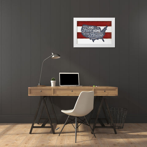 Land of the Free White Modern Wood Framed Art Print by Pugh, Jennifer