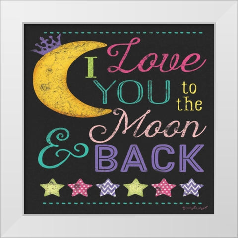 I Love You to the Moon White Modern Wood Framed Art Print by Pugh, Jennifer