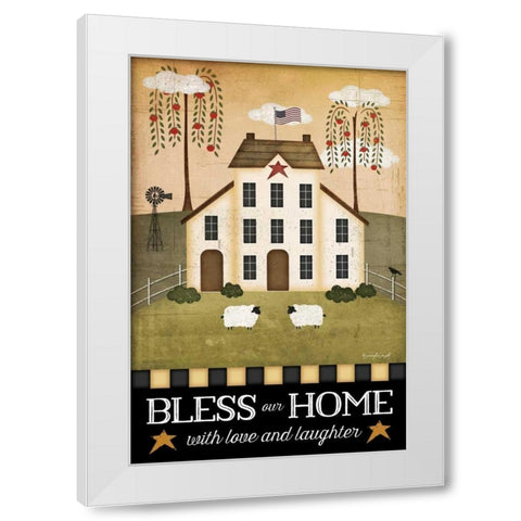 Bless Our Home White Modern Wood Framed Art Print by Pugh, Jennifer