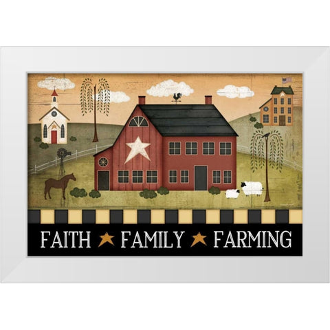 Faith, Family, Farming White Modern Wood Framed Art Print by Pugh, Jennifer