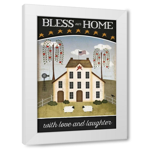 Bless Our Home White Modern Wood Framed Art Print by Pugh, Jennifer