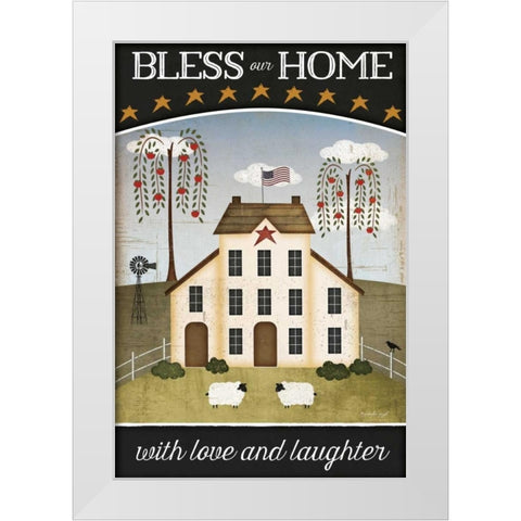 Bless Our Home White Modern Wood Framed Art Print by Pugh, Jennifer