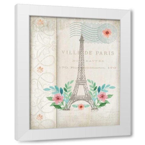 French Eiffel White Modern Wood Framed Art Print by Pugh, Jennifer