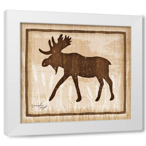 Moose White Modern Wood Framed Art Print by Pugh, Jennifer