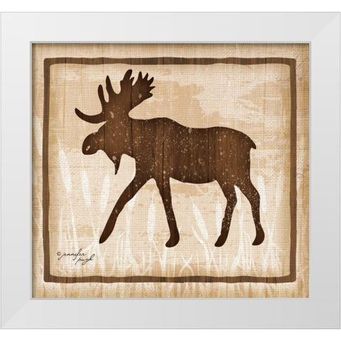 Moose White Modern Wood Framed Art Print by Pugh, Jennifer