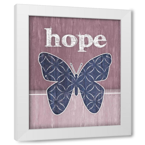 Hope Butterfly White Modern Wood Framed Art Print by Pugh, Jennifer