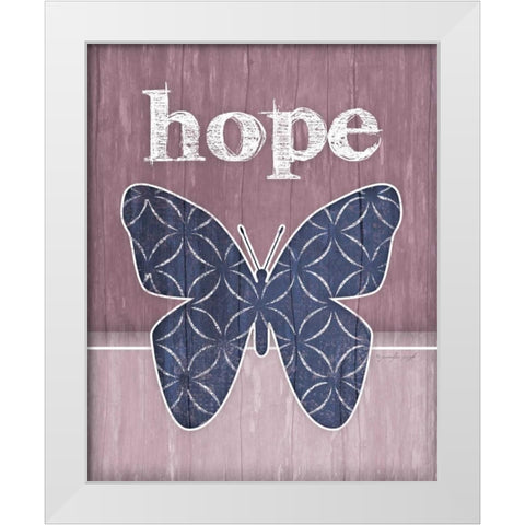 Hope Butterfly White Modern Wood Framed Art Print by Pugh, Jennifer