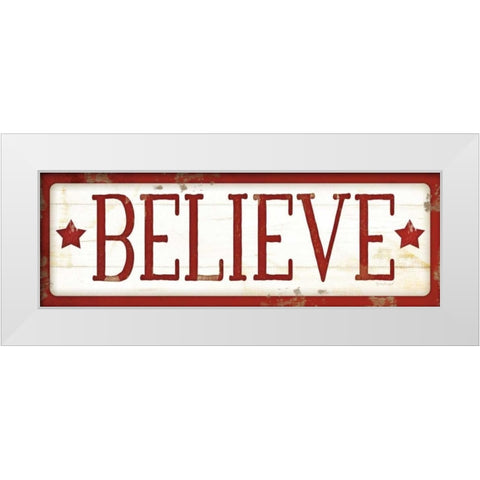 Believe Christmas White Modern Wood Framed Art Print by Pugh, Jennifer