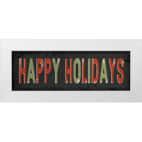 Happy Holidays Christmas White Modern Wood Framed Art Print by Pugh, Jennifer