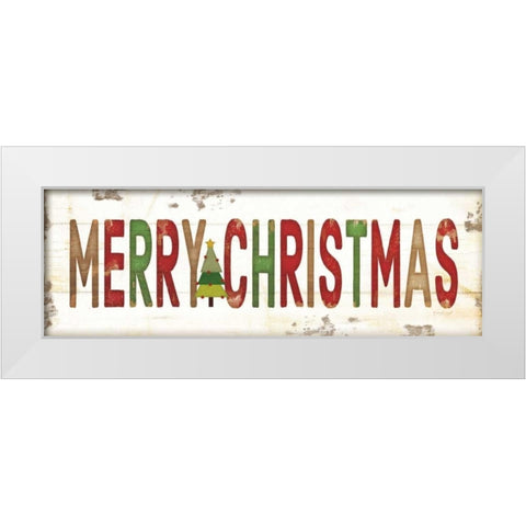 Merry Christmas White Modern Wood Framed Art Print by Pugh, Jennifer