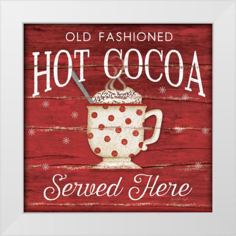 Hot Cocoa Served Here White Modern Wood Framed Art Print by Pugh, Jennifer