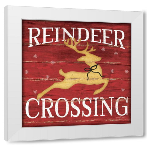 Reindeer Crossing White Modern Wood Framed Art Print by Pugh, Jennifer