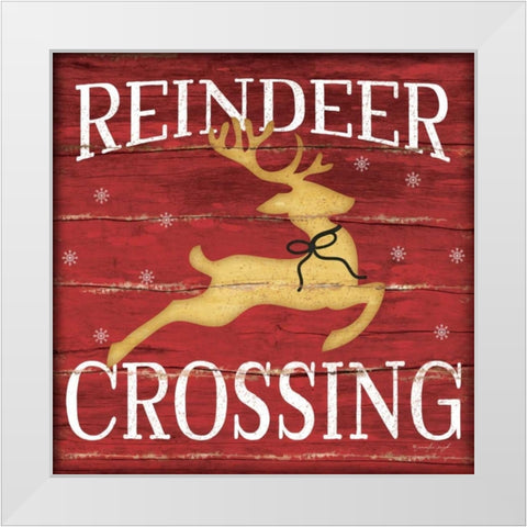 Reindeer Crossing White Modern Wood Framed Art Print by Pugh, Jennifer