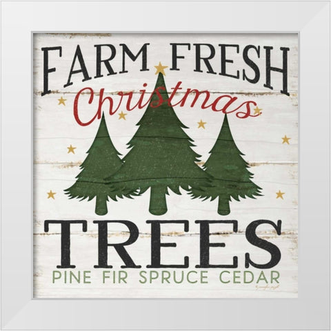 Farm Fresh Christmas Trees White Modern Wood Framed Art Print by Pugh, Jennifer