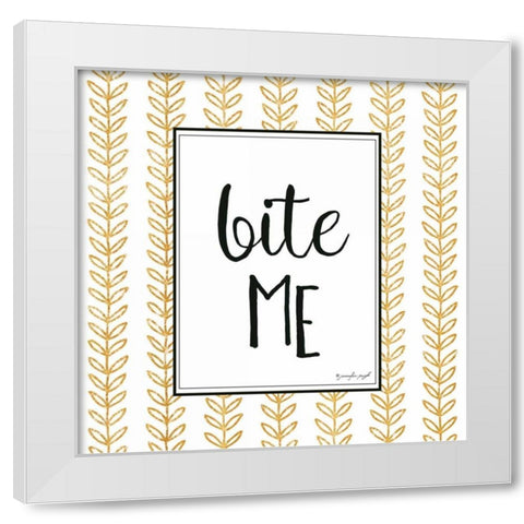 Bite Me White Modern Wood Framed Art Print by Pugh, Jennifer