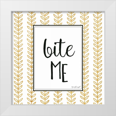 Bite Me White Modern Wood Framed Art Print by Pugh, Jennifer