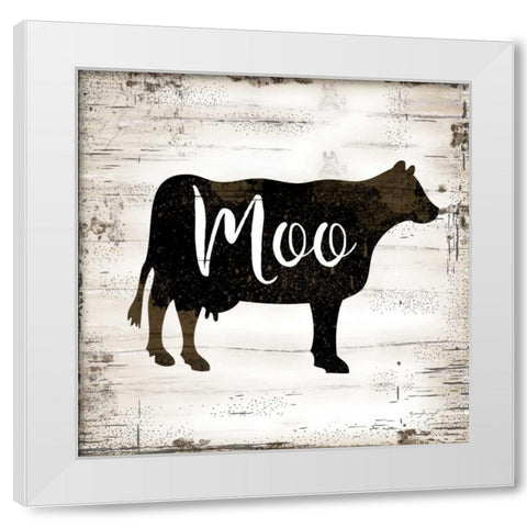 Farmhouse Cow White Modern Wood Framed Art Print by Pugh, Jennifer