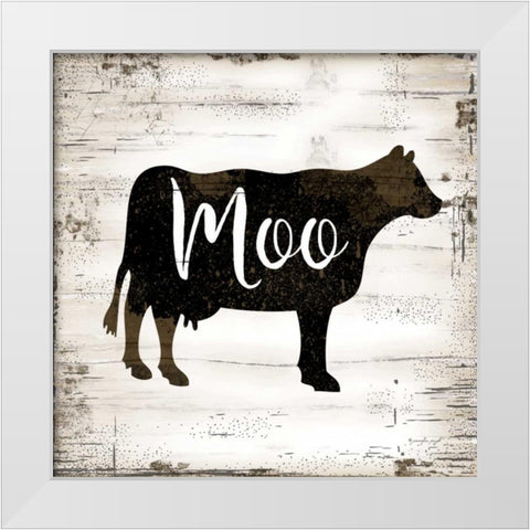 Farmhouse Cow White Modern Wood Framed Art Print by Pugh, Jennifer