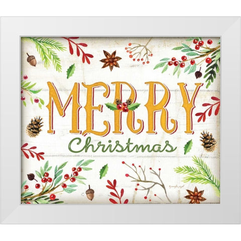 Merry Christmas White Modern Wood Framed Art Print by Pugh, Jennifer