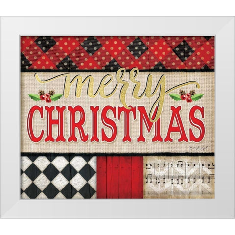 Merry Christmas White Modern Wood Framed Art Print by Pugh, Jennifer