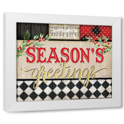 Seasons greetings White Modern Wood Framed Art Print by Pugh, Jennifer