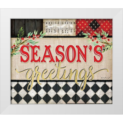 Seasons greetings White Modern Wood Framed Art Print by Pugh, Jennifer