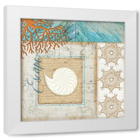 Coastal Nautilus Shell White Modern Wood Framed Art Print by Pugh, Jennifer