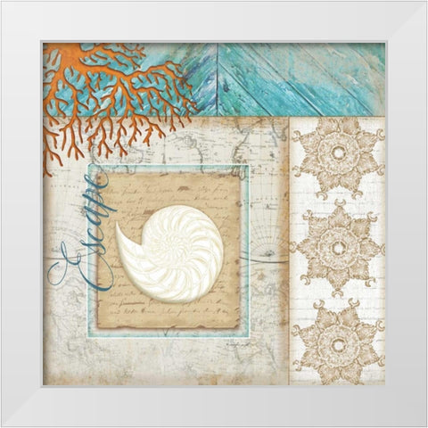 Coastal Nautilus Shell White Modern Wood Framed Art Print by Pugh, Jennifer