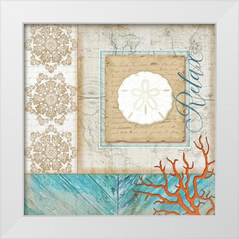 Coastal Sand Dollar White Modern Wood Framed Art Print by Pugh, Jennifer