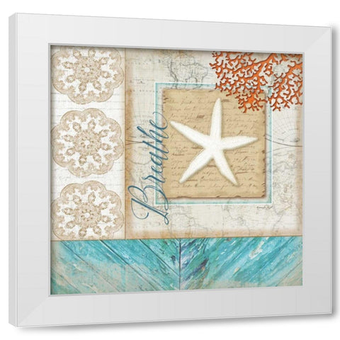 Coastal Starfish White Modern Wood Framed Art Print by Pugh, Jennifer