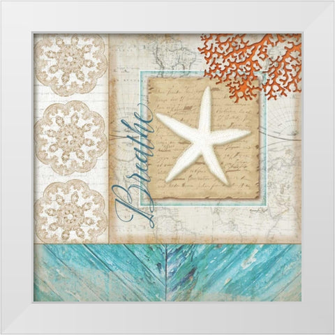 Coastal Starfish White Modern Wood Framed Art Print by Pugh, Jennifer