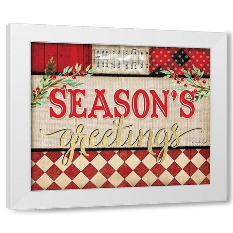 Seasons Greetings Plaid White Modern Wood Framed Art Print by Pugh, Jennifer