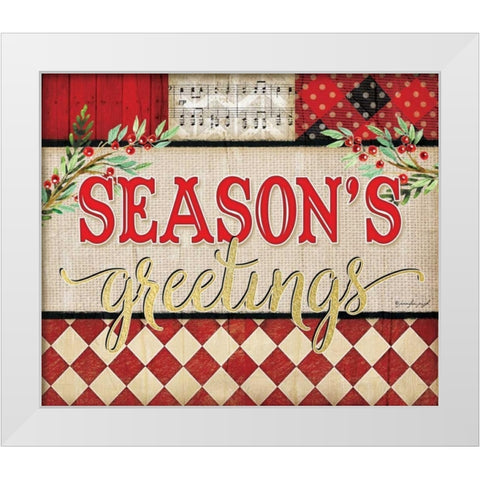 Seasons Greetings Plaid White Modern Wood Framed Art Print by Pugh, Jennifer