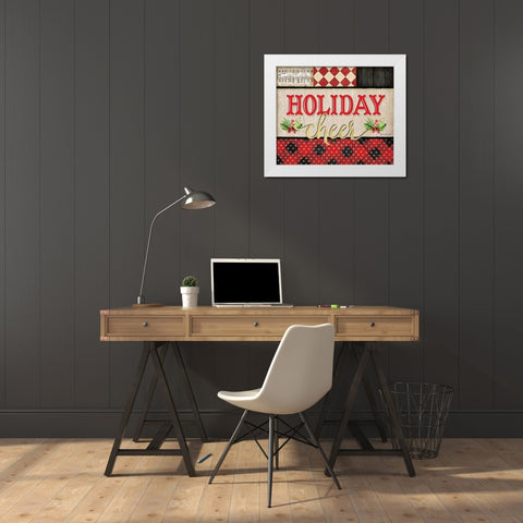 Holiday Cheer Plaid White Modern Wood Framed Art Print by Pugh, Jennifer