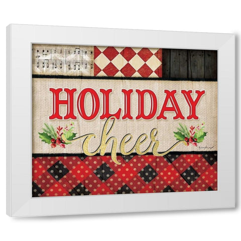 Holiday Cheer Plaid White Modern Wood Framed Art Print by Pugh, Jennifer